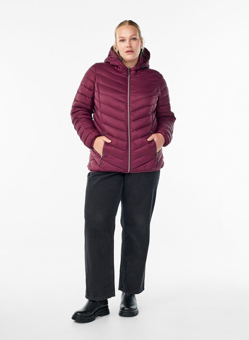 Veste l&eacute;g&egrave;re &agrave; capuche, Bordeaux fonc&eacute;, Model image number 1