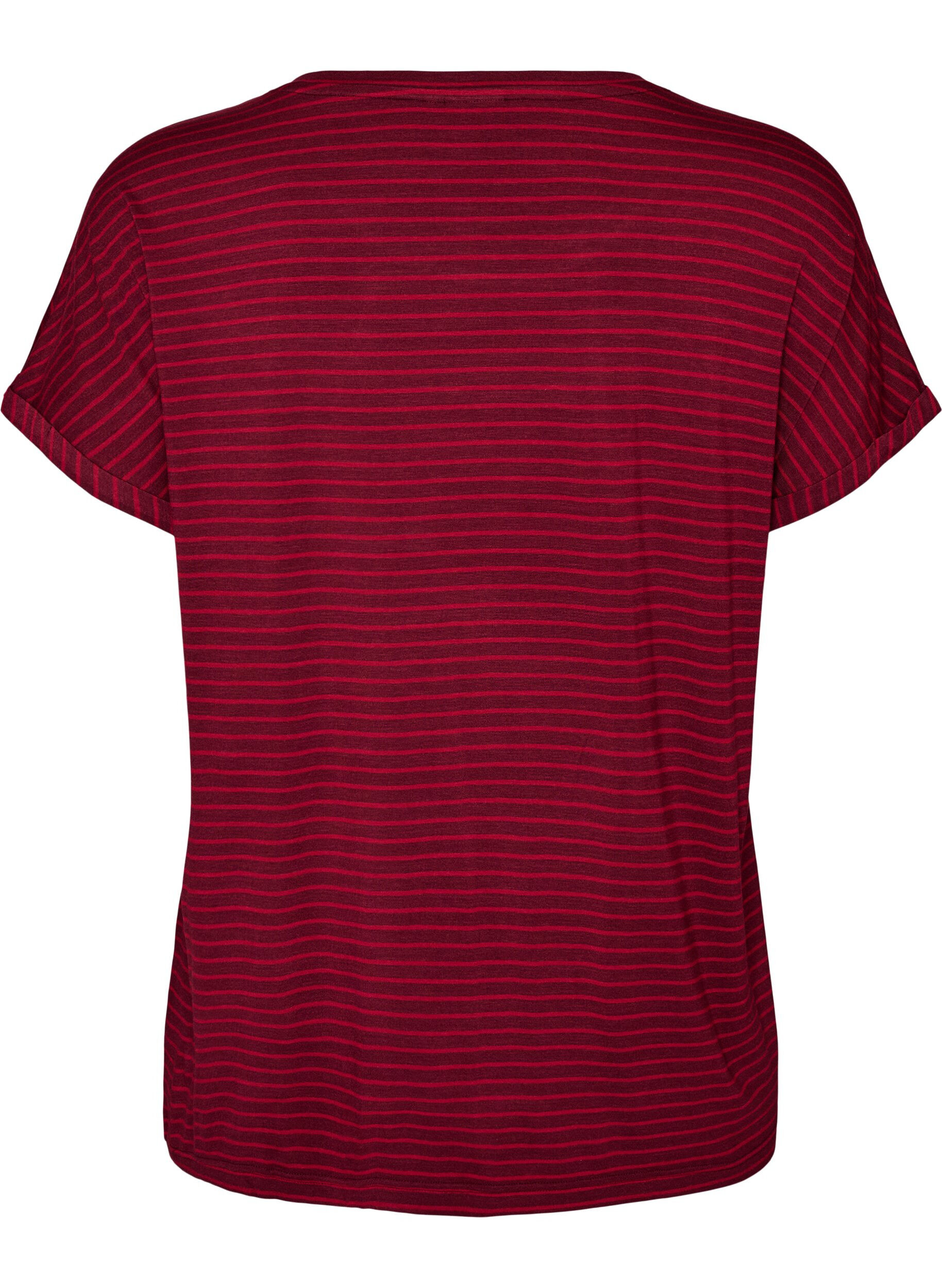 ZizziT-shirt ray&eacute; en viscose avec un col rond, Bordeaux, Packshot image number 1