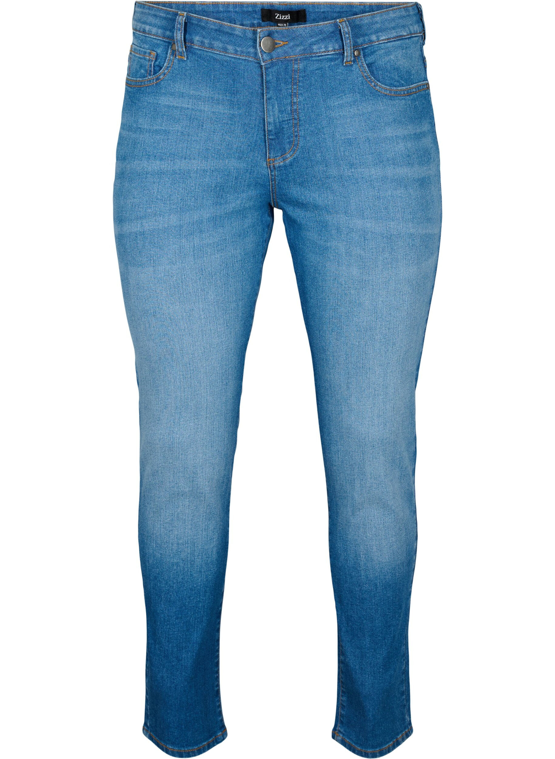Zizzi Emily jeans avec taille r&eacute;guli&egrave;re et coupe slim, Blue denim, Packshot image number 0