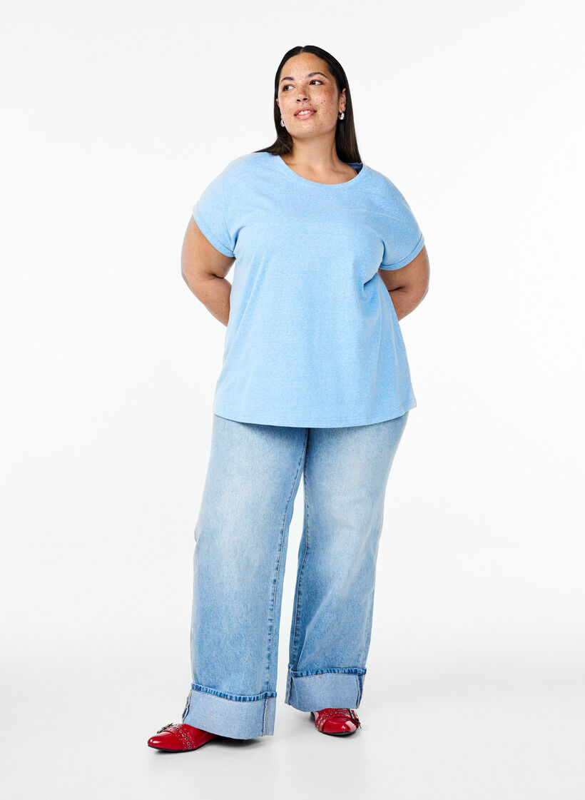 T-shirt m&eacute;lang&eacute; avec manches courtes, Bleu Clair, Model image number 1