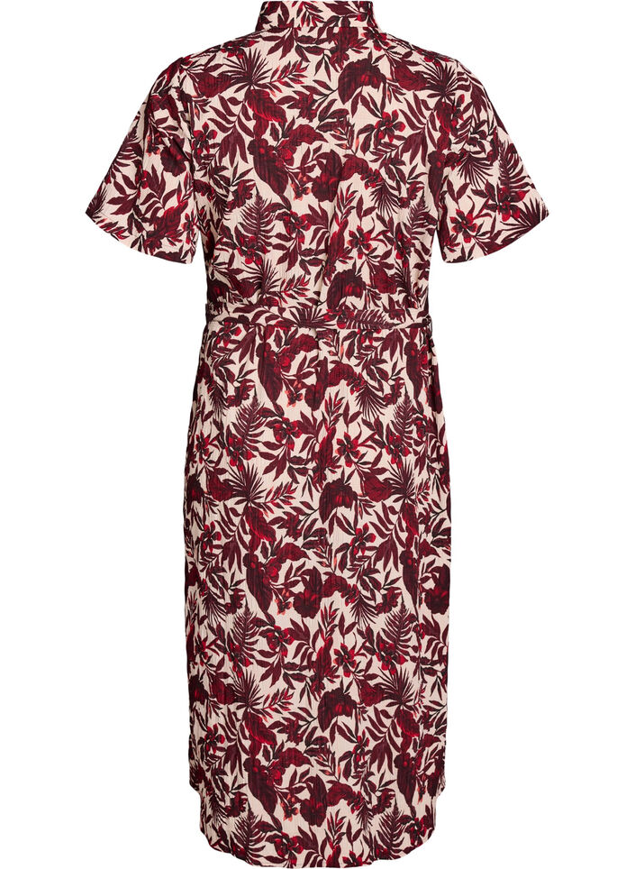 Robe chemise mi-longue avec imprimé floral, Rouge, Packshot image number 1