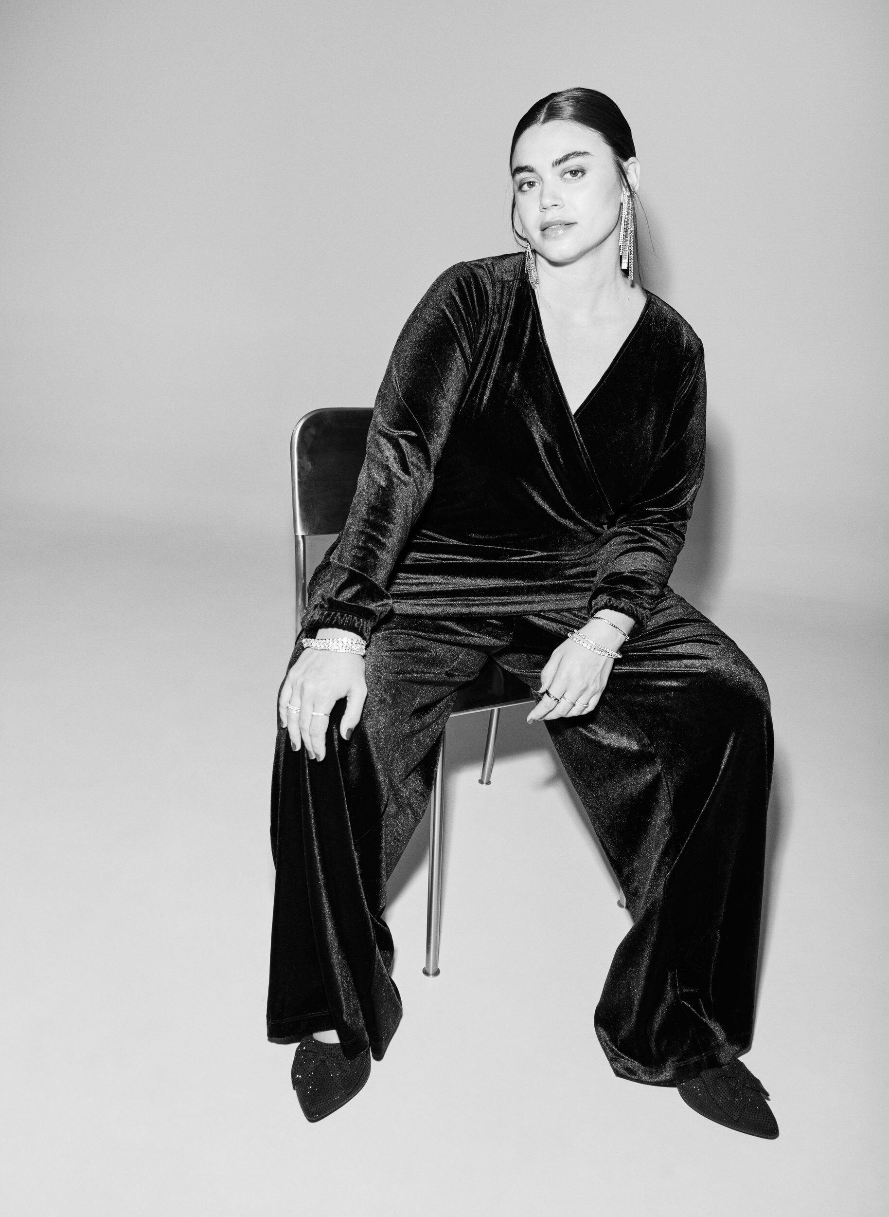 Zizzi Pantalon en velours &agrave; taille haute et coupe ample, Noir, Image image number 0