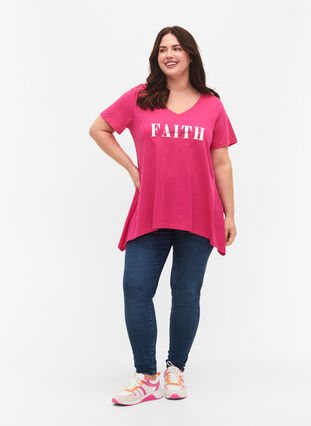 T-shirt en coton à manches courtes, Shocking Pink FAITH, Model image number 2