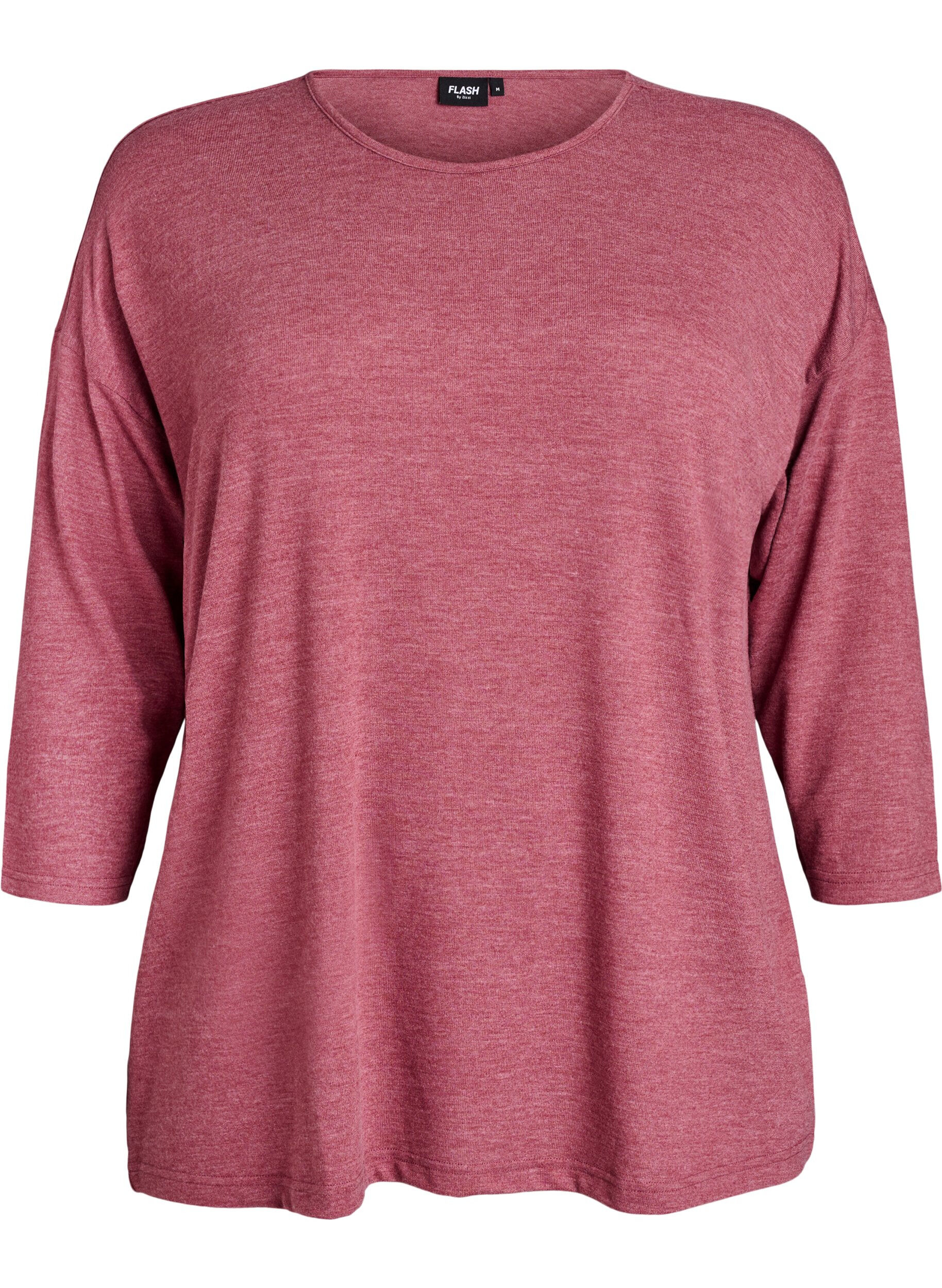 Zizzi Blouse en jersey avec manches 3/4, Rose poudr&eacute;e, Packshot image number 0