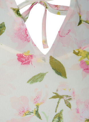 Tunique à imprimé floral et lurex, White/Pink Flower, Packshot image number 2
