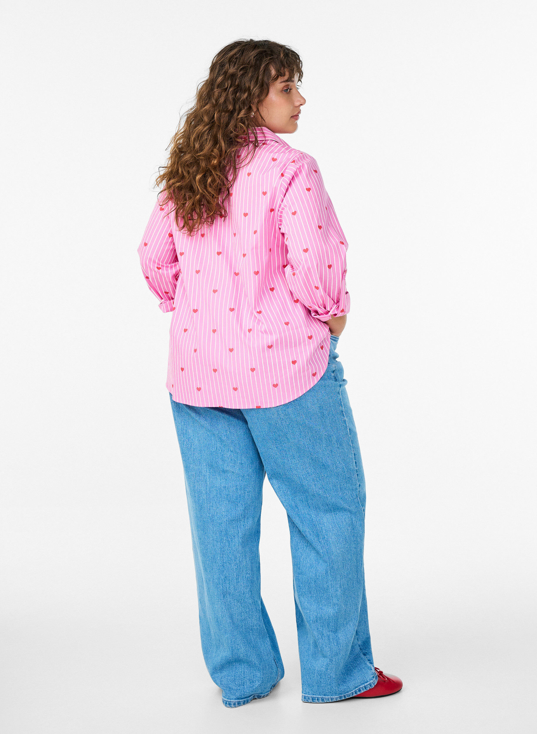 Zizzi Jean coupe ample taille haute, Bleu Clair, Model image number 1