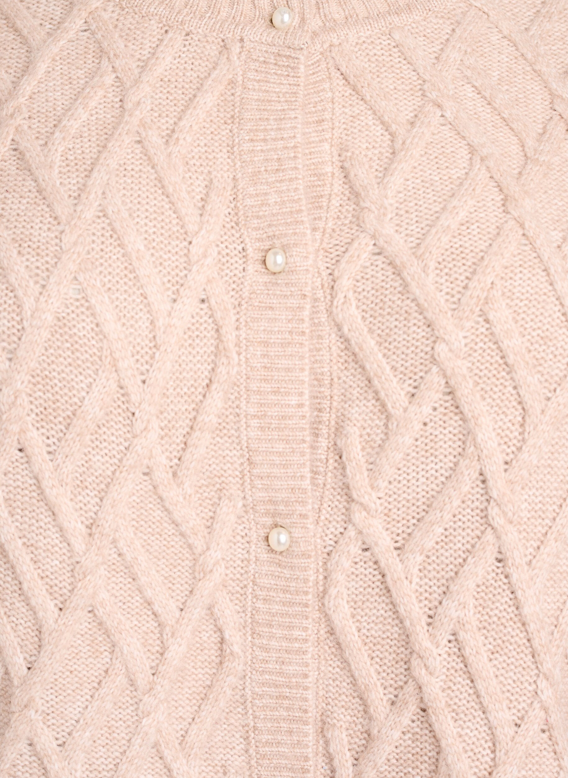 Zizzi Cardigan en maille torsad&eacute;e avec boutons nacr&eacute;s, Beige, Packshot image number 2