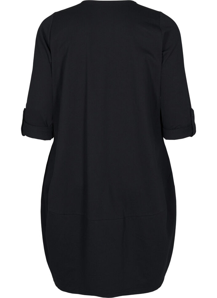 Robe en coton avec coupe ballon, Noir, Packshot image number 1