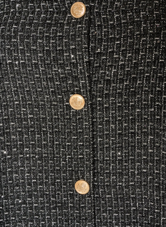 Veste boucl&eacute;e avec sequins et boutons d&eacute;coratifs, Noir, Packshot image number 2
