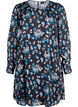 Robe courte imprimée à col rond, Black Blue Fl. AOP, Packshot image number 0
