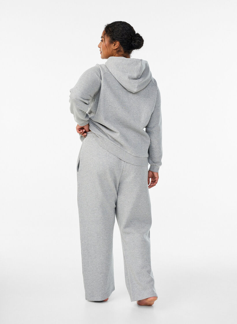 Pantalon de jogging taille haute avec int&eacute;rieur bross&eacute;, Gris, Model image number 1