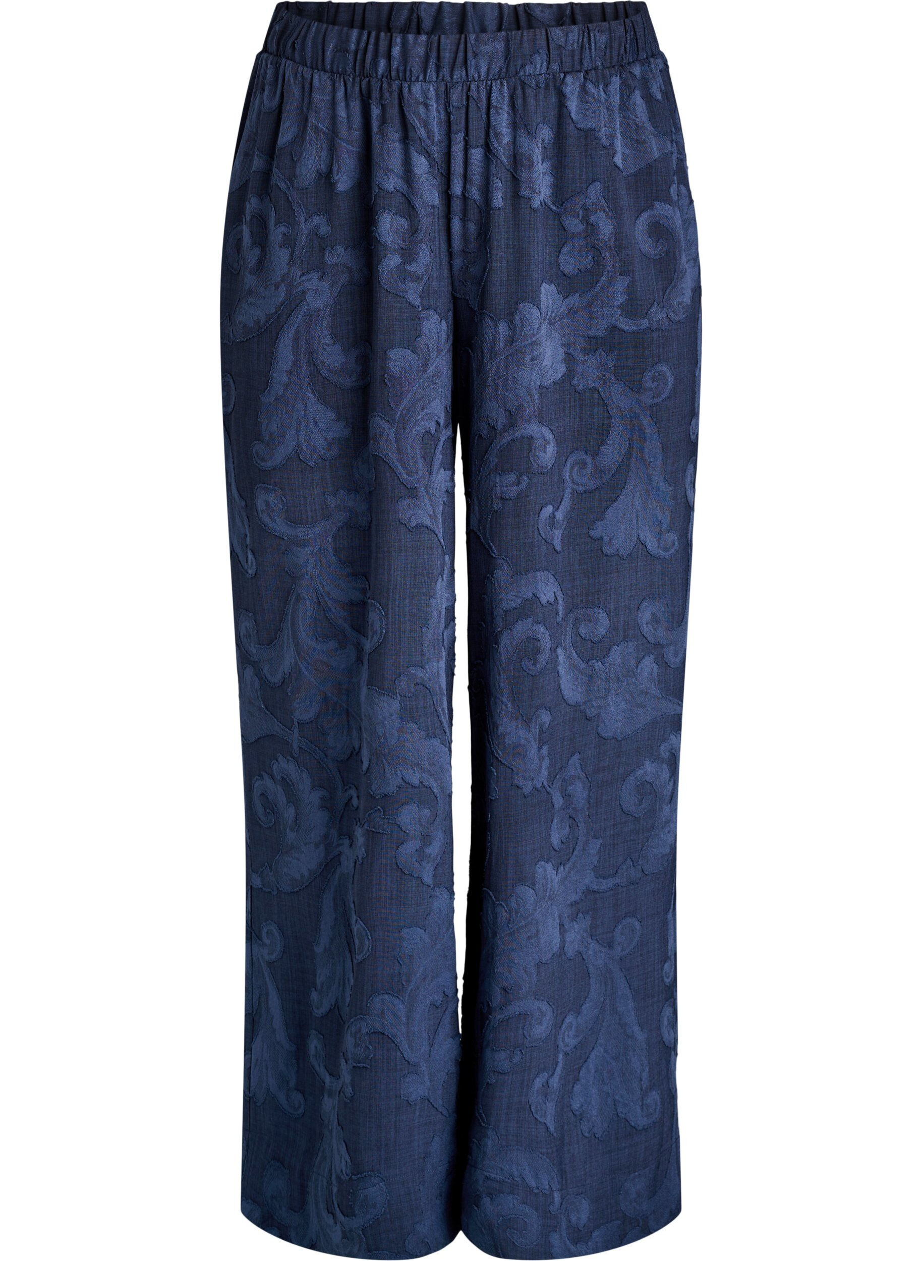 Pantalon ample avec un motif textur&eacute; ton sur ton