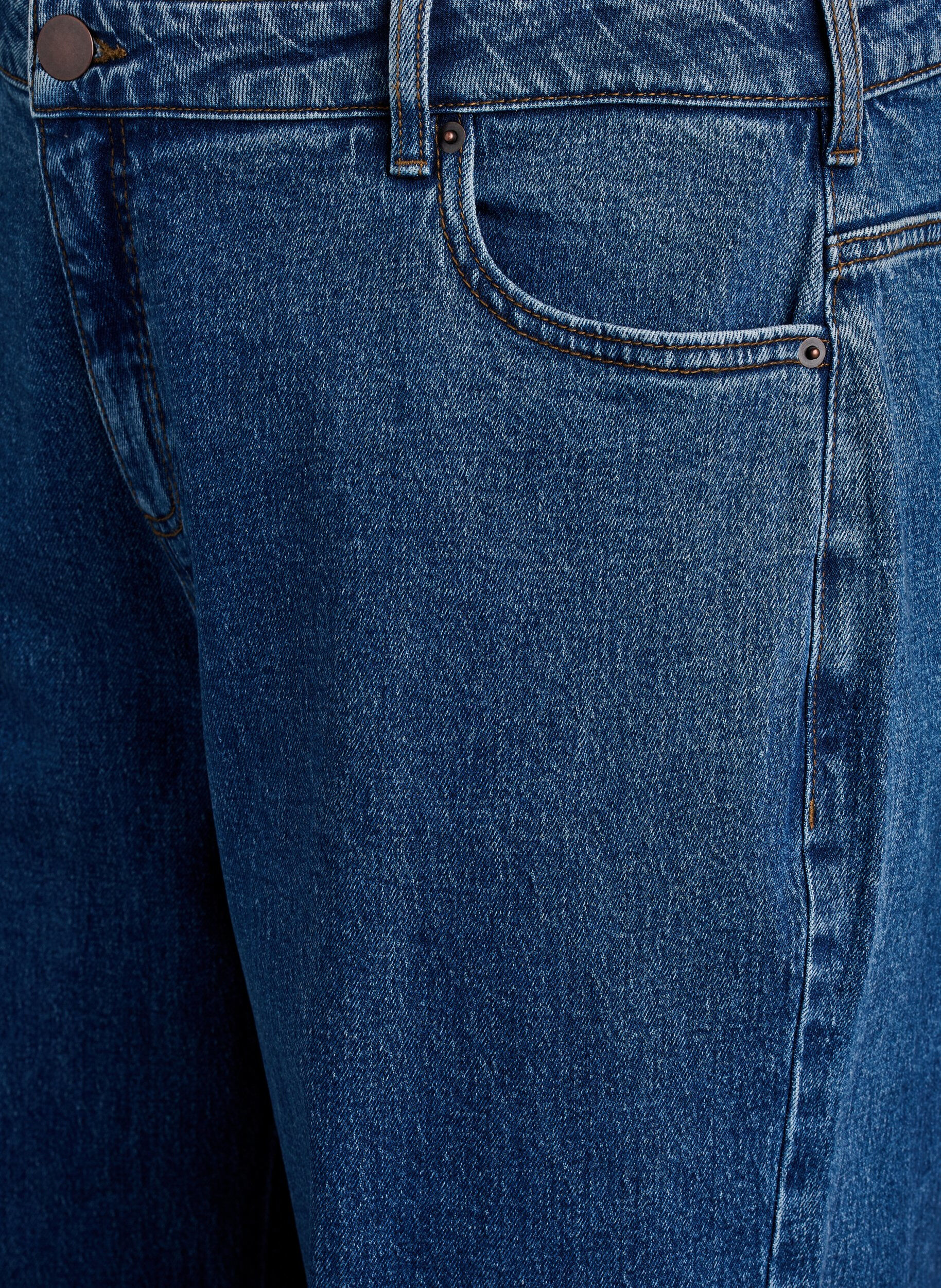 Zizzi Jean &agrave; jambe large et taille haute, Bleu, Packshot image number 2