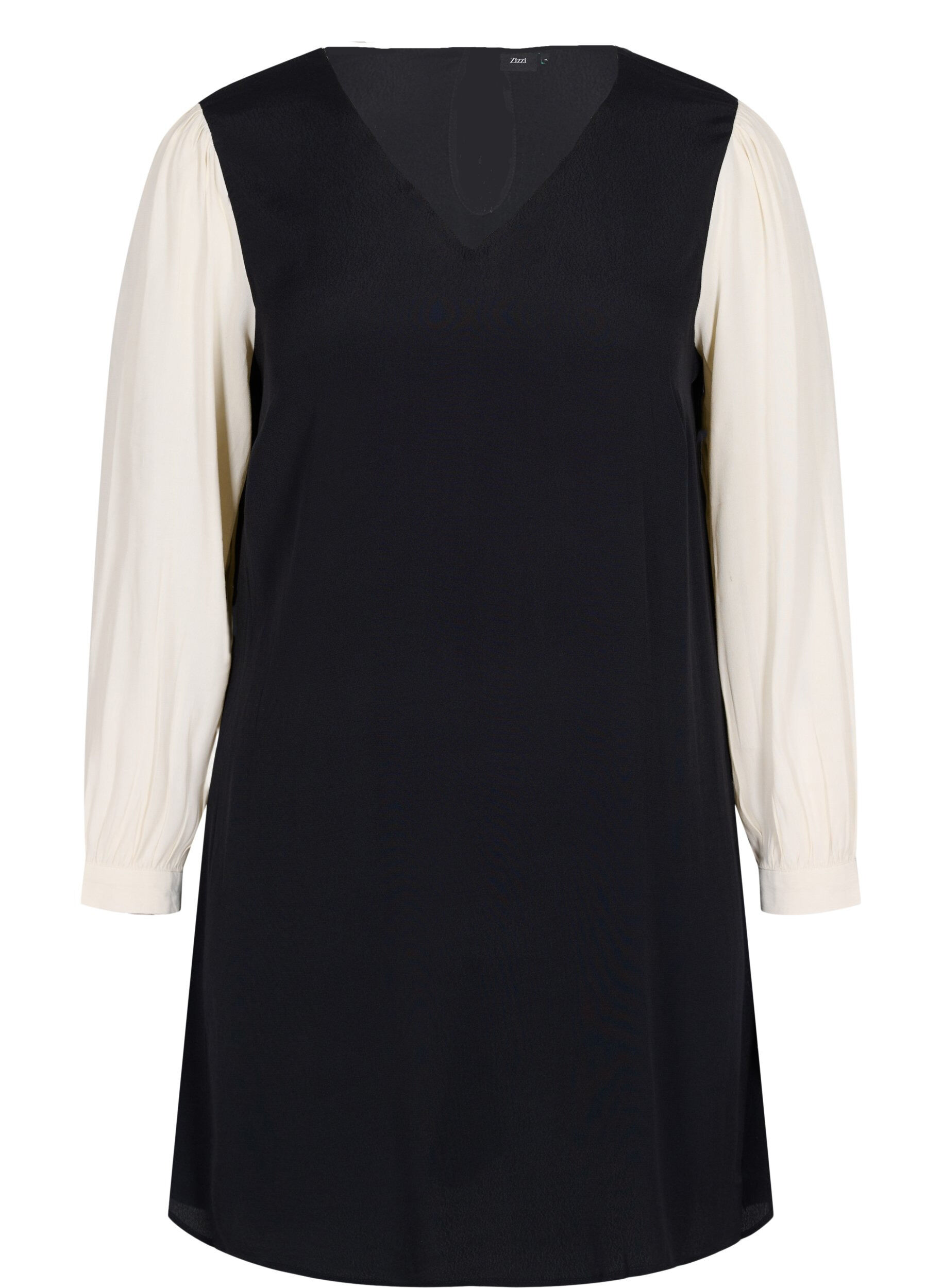 Zizzi Robe &agrave; manches longues en viscose, Black w. Cloud D., Packshot image number 0