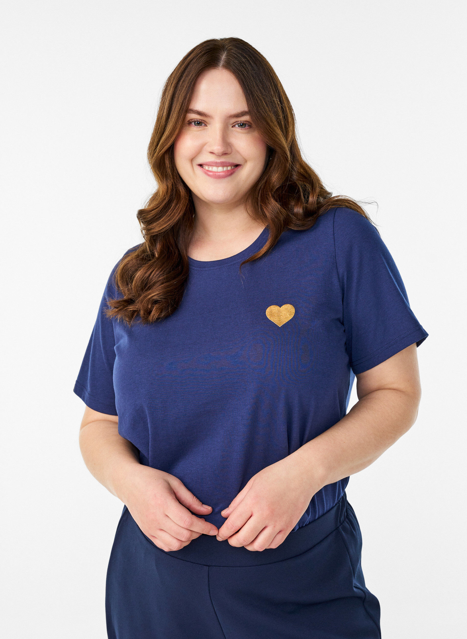T-shirt imprim&eacute;, Bleu, Model