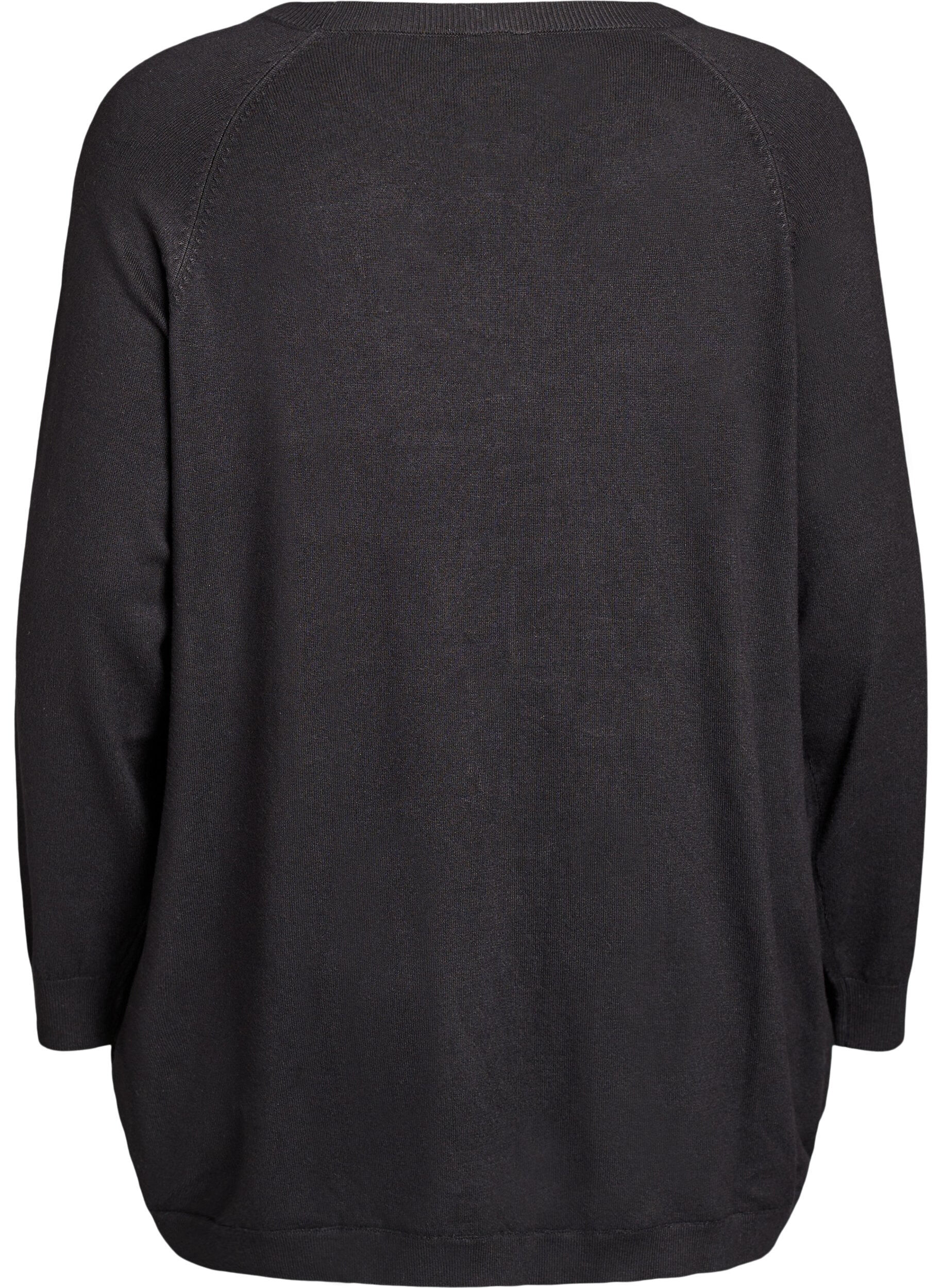 ZizziBlouse en maille avec boutons sur le c&ocirc;t&eacute;, Noir, Packshot image number 1