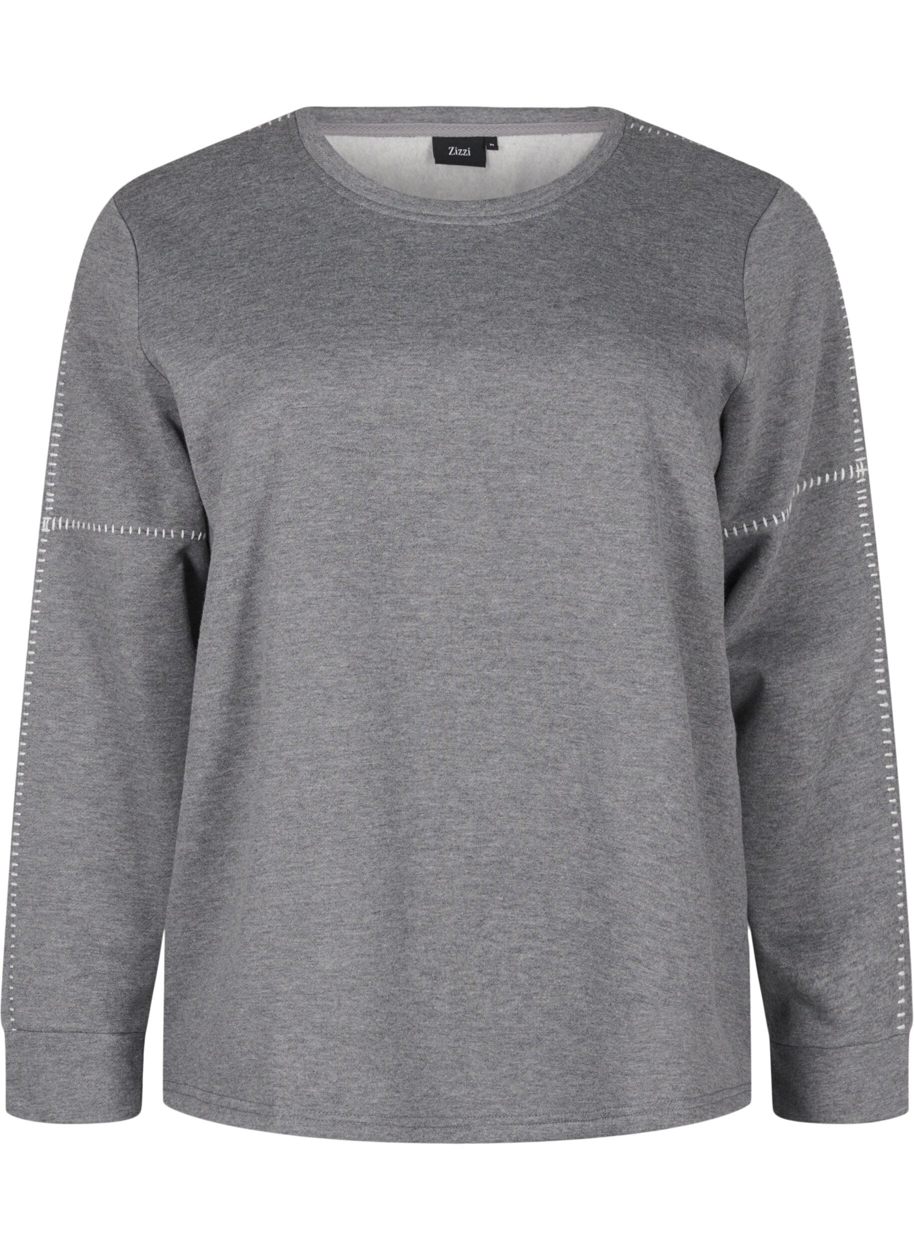 Zizzi Sweat-shirt avec coutures contrast&eacute;es, Medium Grey M&eacute;l, Packshot image number 0
