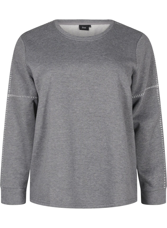 Sweat-shirt avec coutures contrastées, Medium Grey Mél, Packshot image number 0