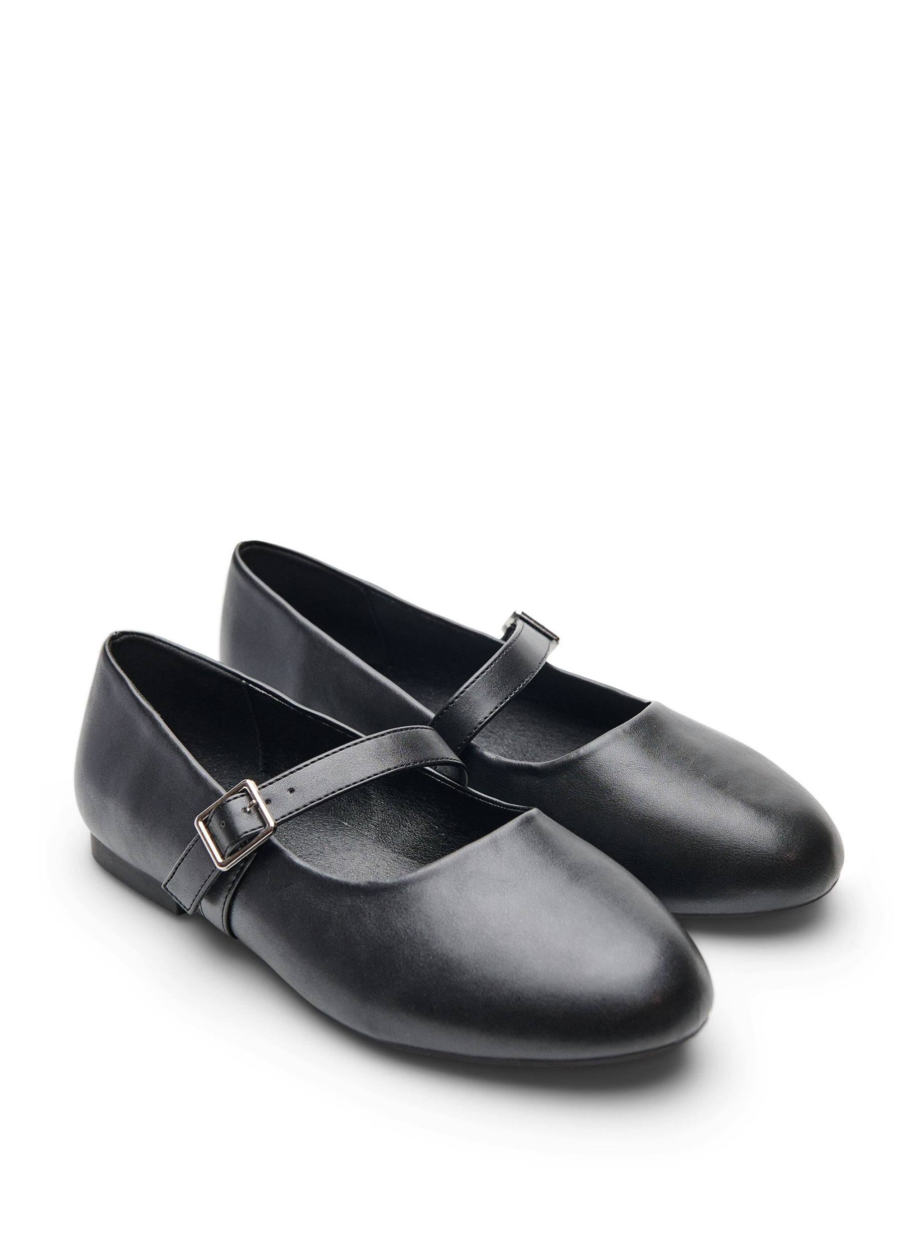 Zizzi Ballerine en similicuir avec bride, Noir, Packshot image number 1