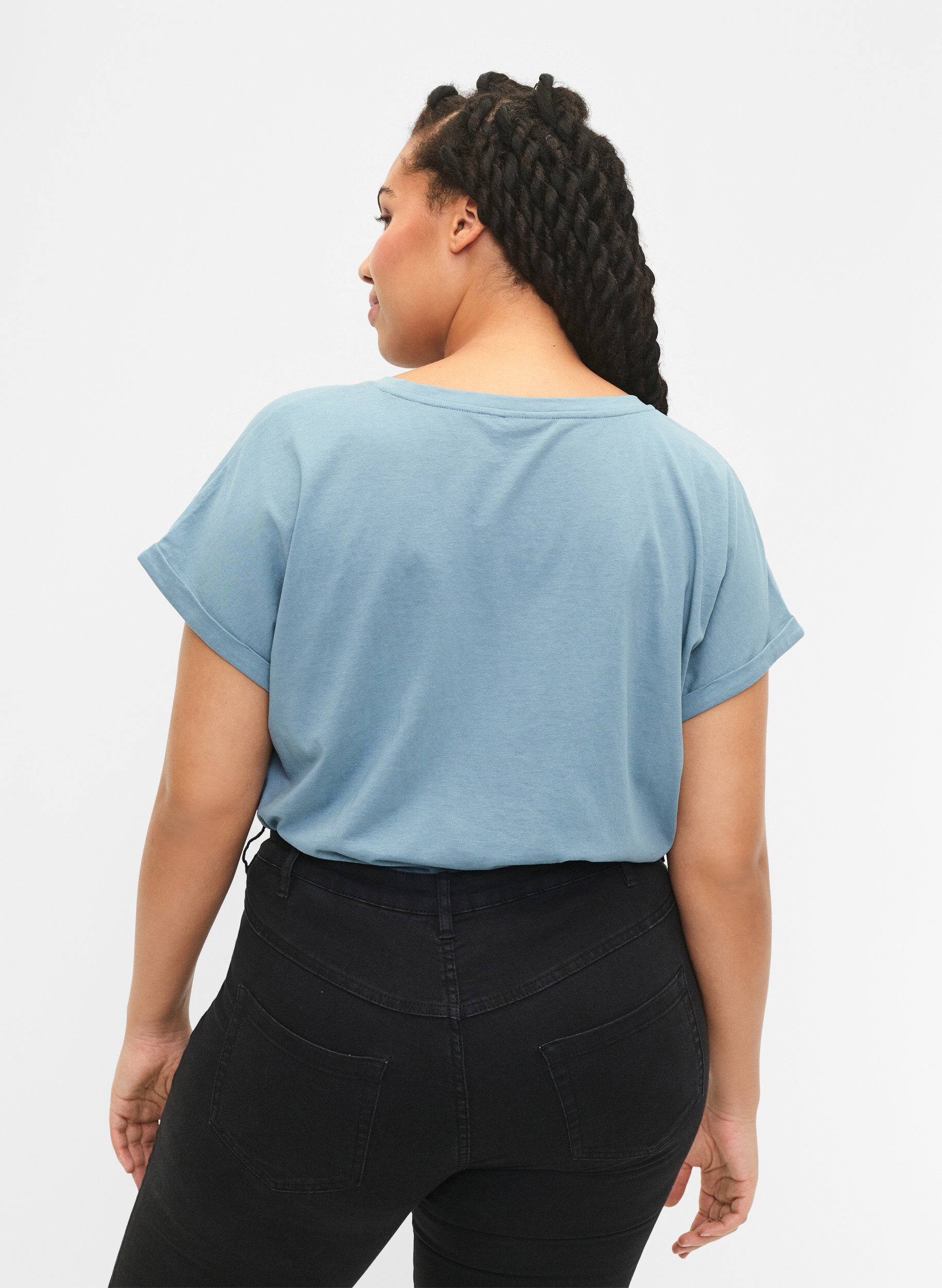 Zizzi2 packs de t-shirts &agrave; manches courtes, Bleu, Model image number 2