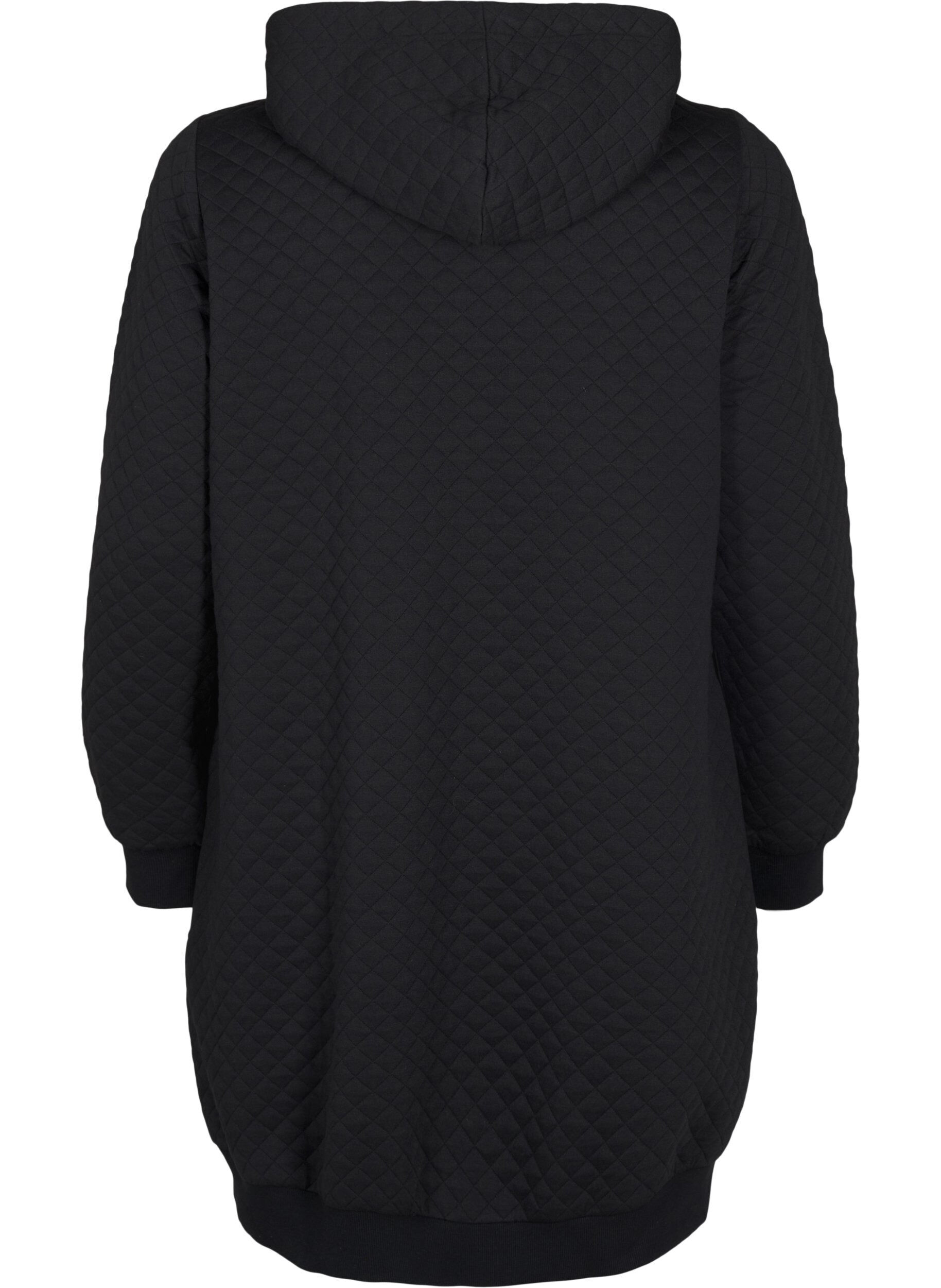 Zizzi Cardigan matelass&eacute; long avec fermeture &eacute;clair pour le sport, Noir, Packshot image number 1