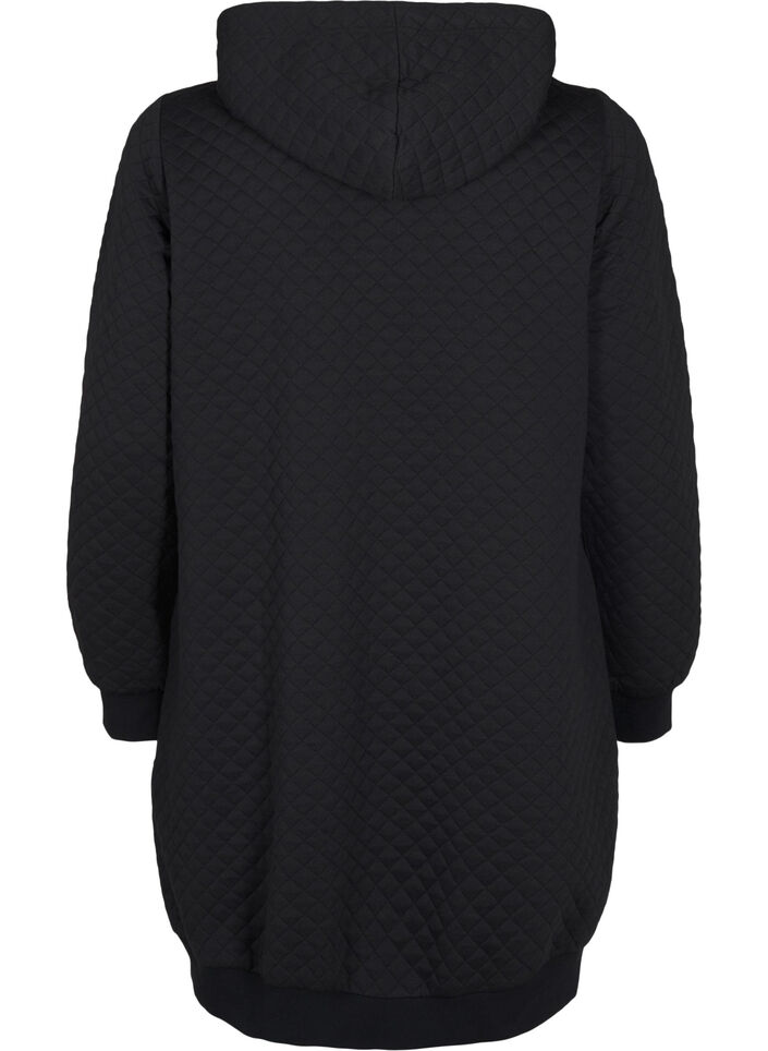 Cardigan matelassé long avec fermeture éclair pour le sport, Noir, Packshot image number 1