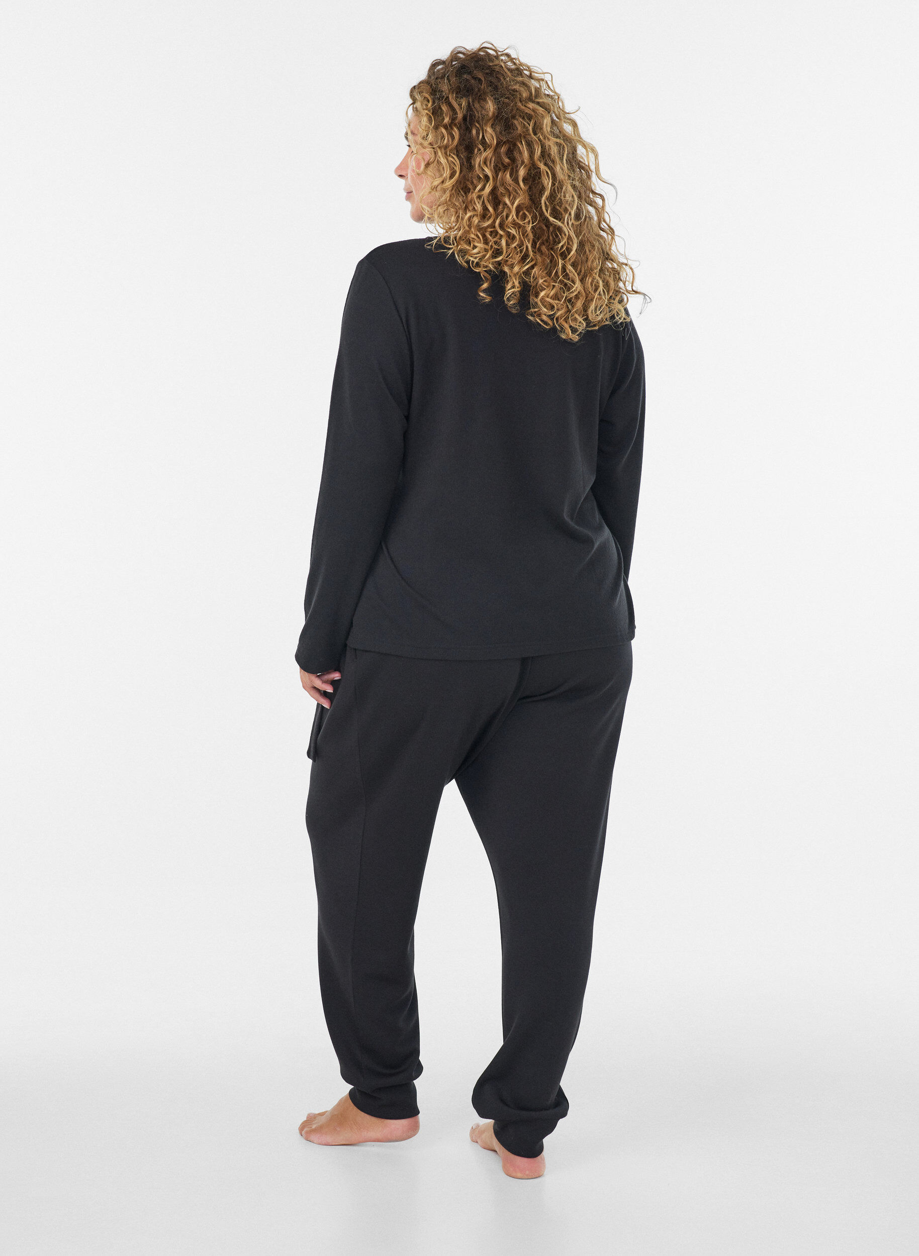ZizziBlouse portefeuille en jersey avec lien &agrave; nouer, Noir, Model image number 2