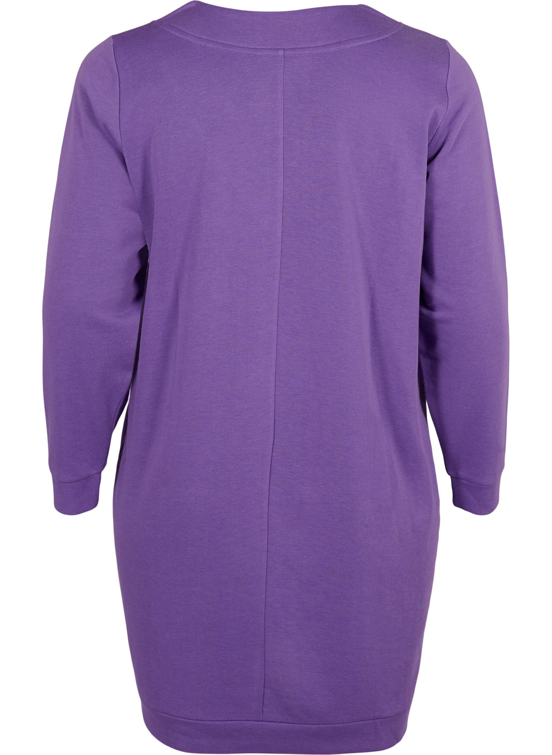 Zizzi Robe sweat-shirt avec col en V, Deep Lavender, Packshot image number 1