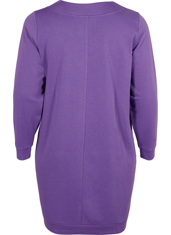 Robe sweat-shirt avec col en V, Deep Lavender, Packshot image number 1