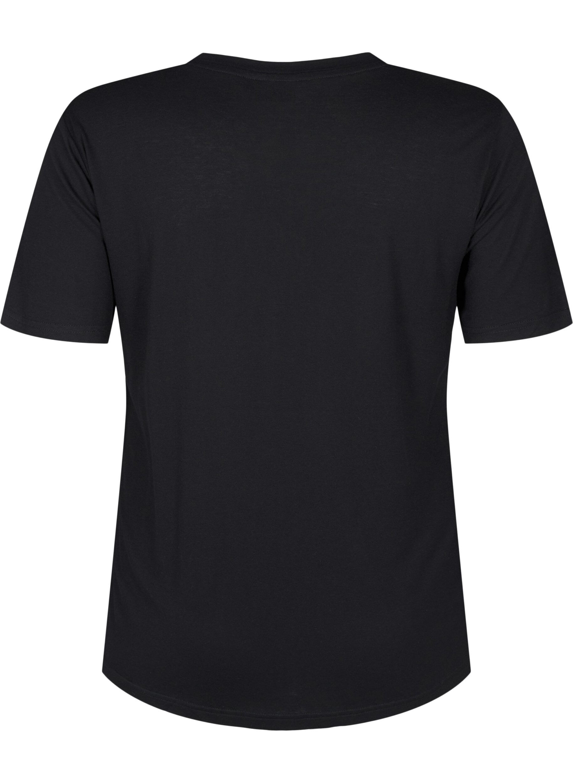 Zizzi T-shirt en laine et viscose, Black, Packshot image number 1