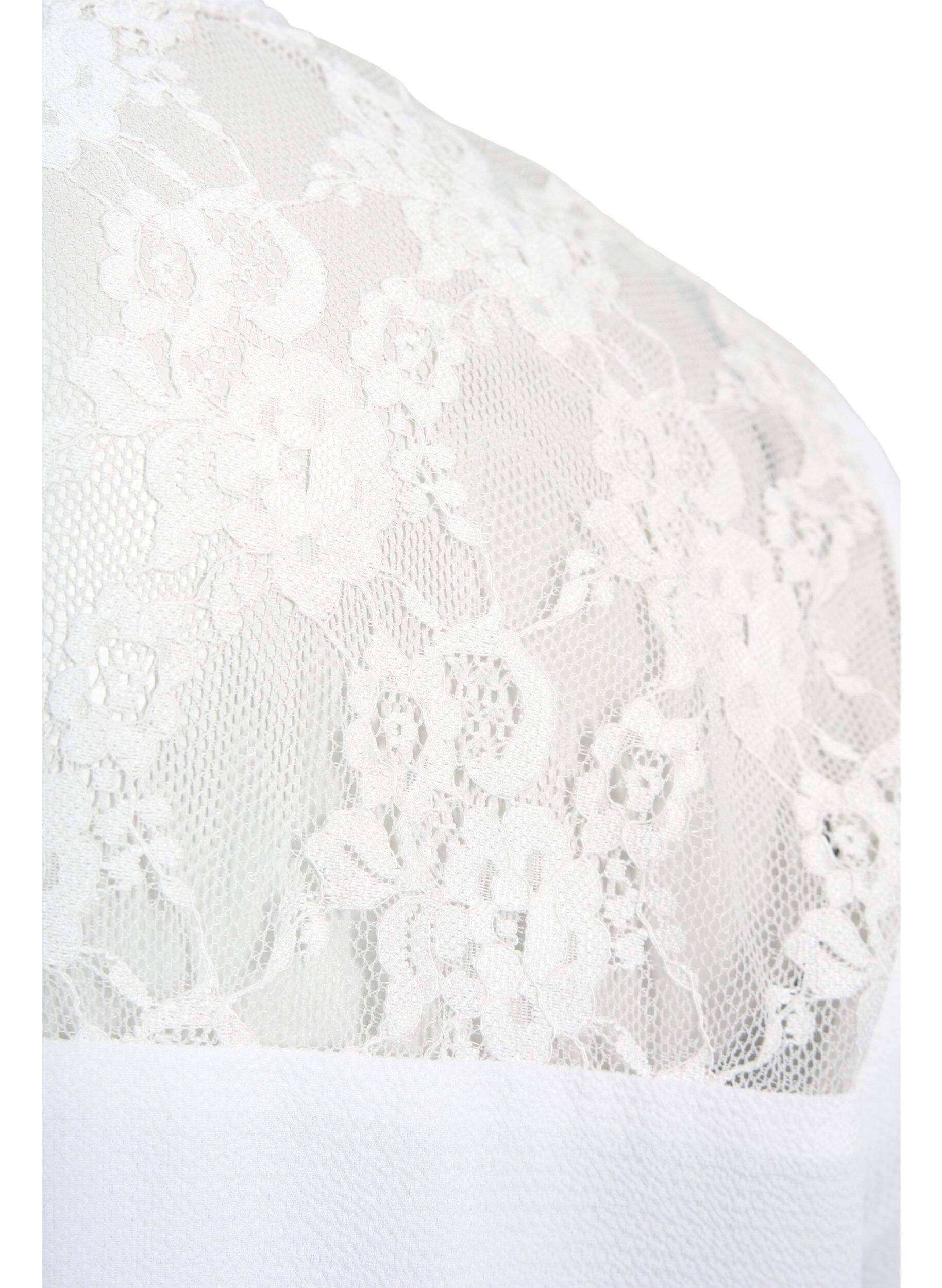 Zizzi Blouse &agrave; manches longues avec d&eacute;tails en dentelle , Bright White, Packshot image number 3