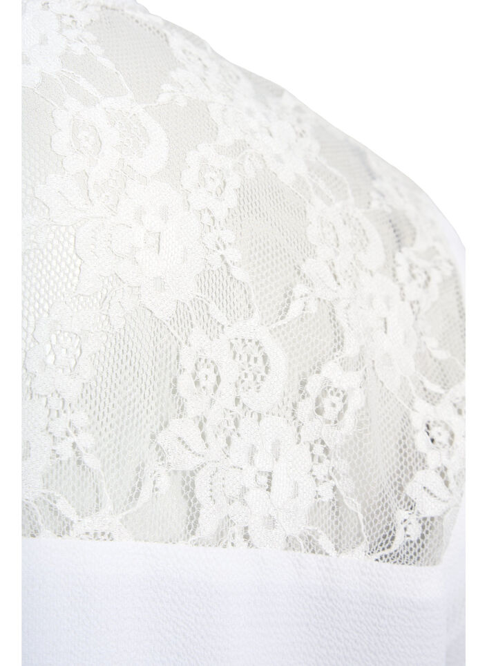 Blouse à manches longues avec détails en dentelle , Bright White, Packshot image number 3