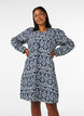 Robe imprim&eacute;e en viscose &agrave; manches longues, Bleu, Model image number 0