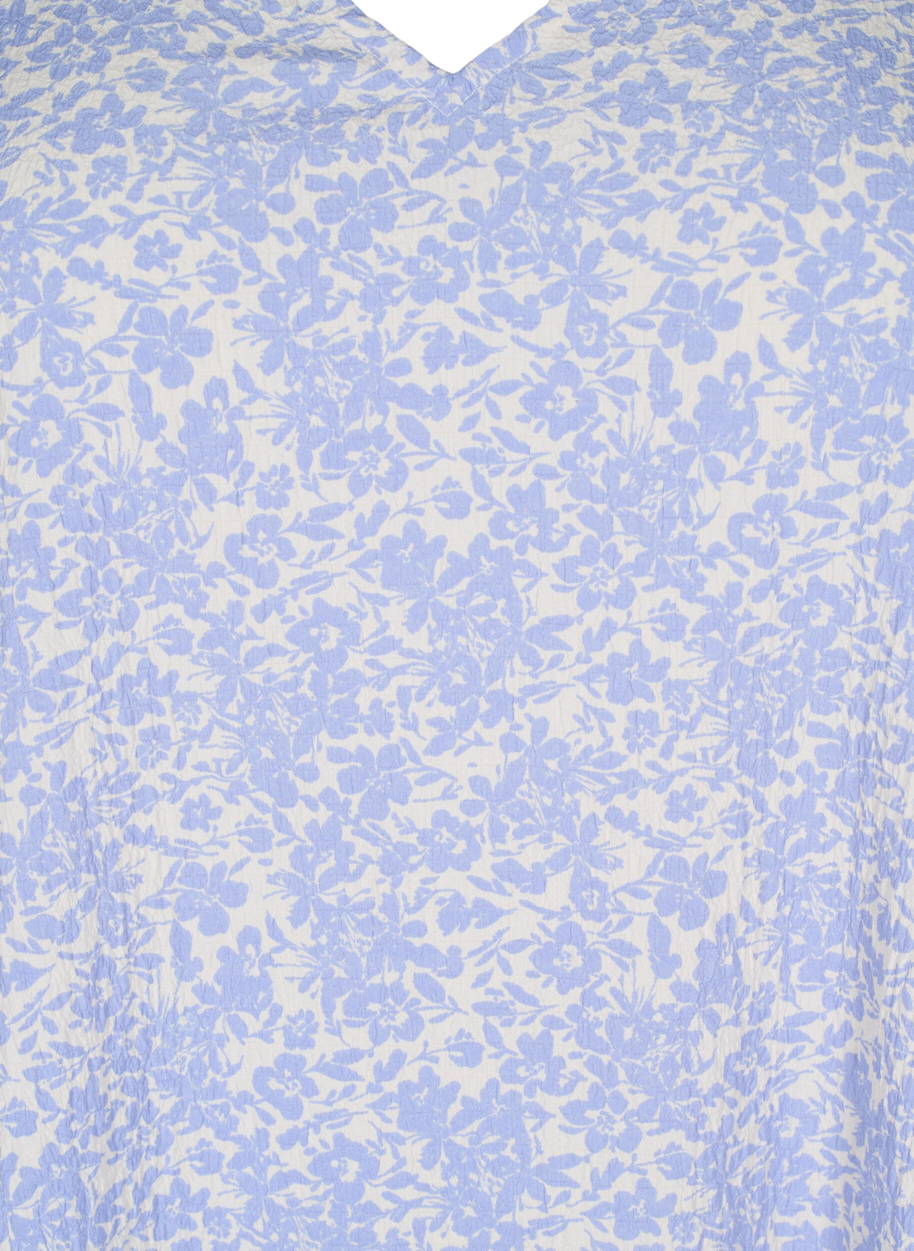 Zizzi Robe &agrave; manches courtes avec col en V, Bleu, Packshot image number 2