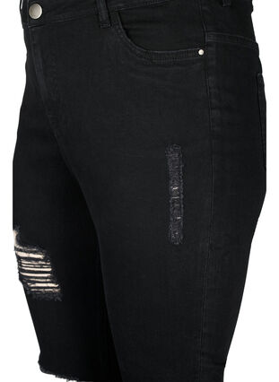 Jeans moulants avec détails d'usure, Black, Packshot image number 2