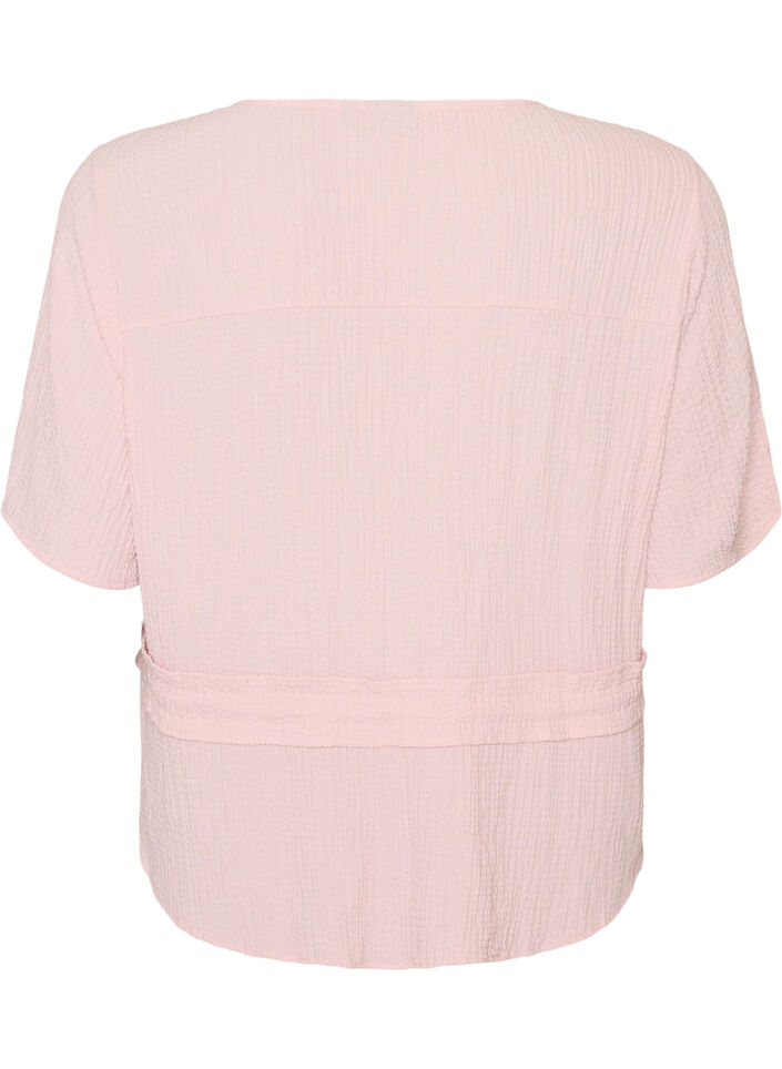 Blouse avec texture et lien &agrave; la taille, Rose, Packshot image number 1
