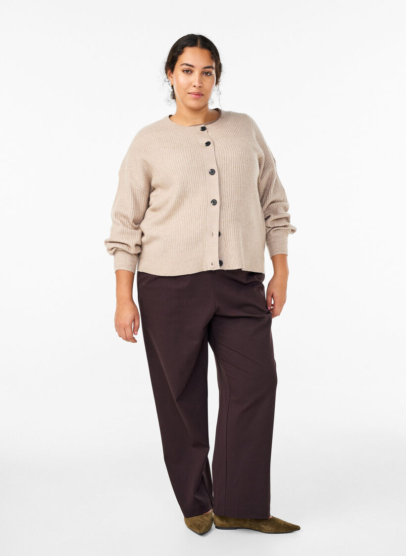 Cardigan en tricot c&ocirc;tel&eacute; avec boutons, Beige, Model image number 1