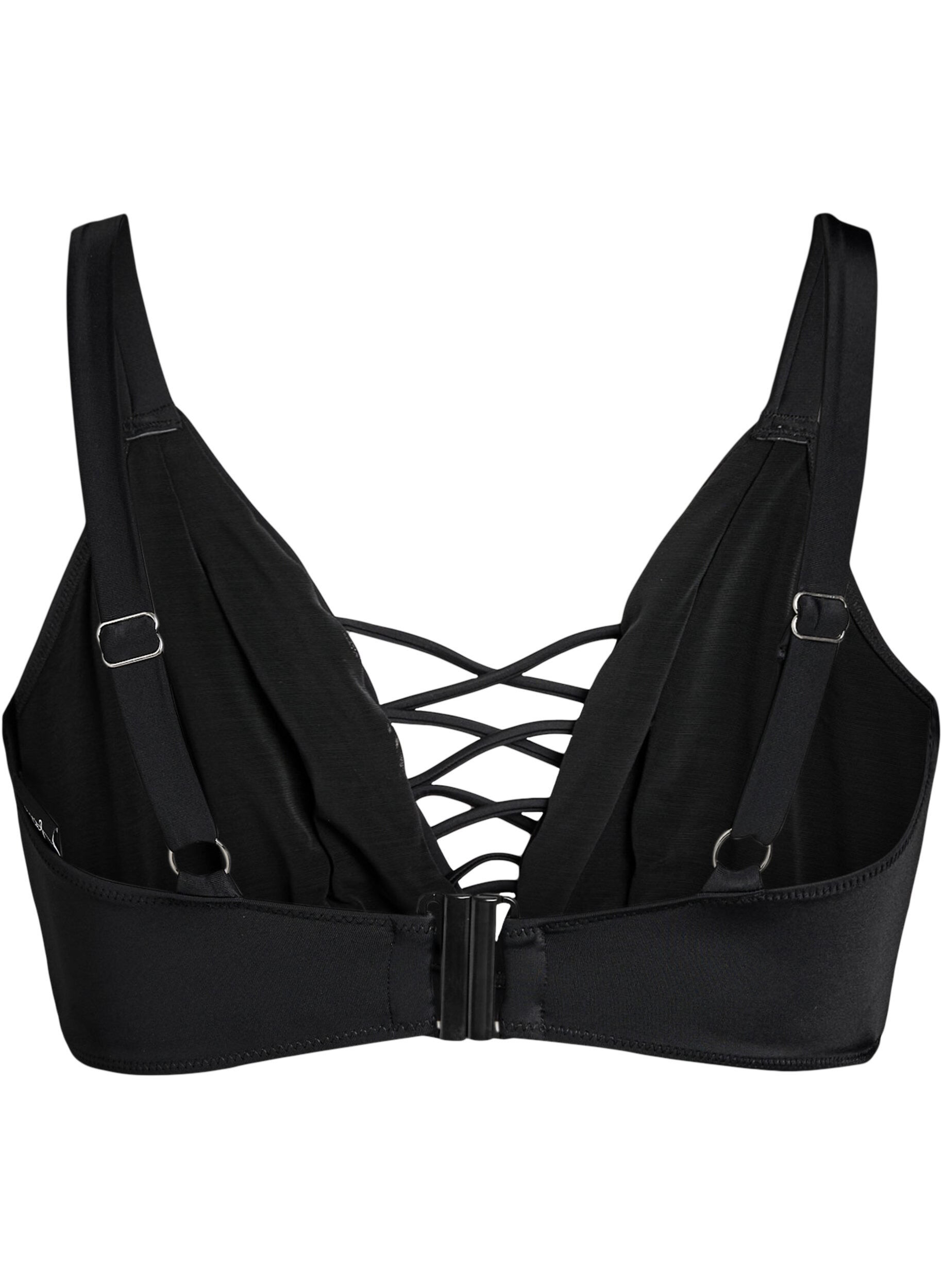 Zizzi Haut de bikini avec d&eacute;tail string, Noir, Packshot image number 1