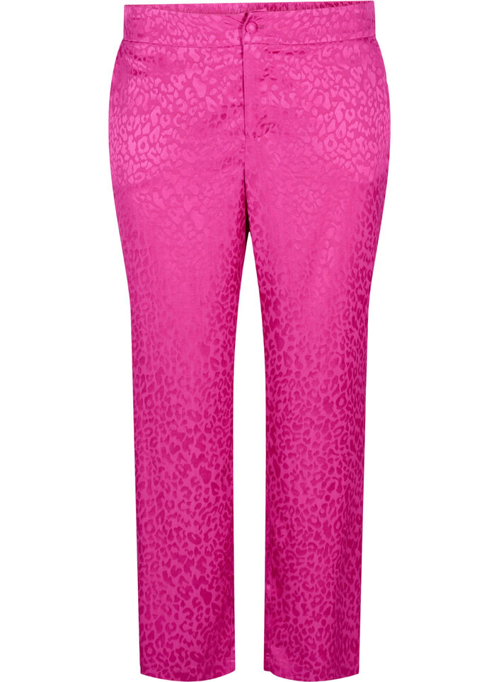 Pantalon en jacquard de viscose ton sur ton, Rose Violet, Packshot image number 0