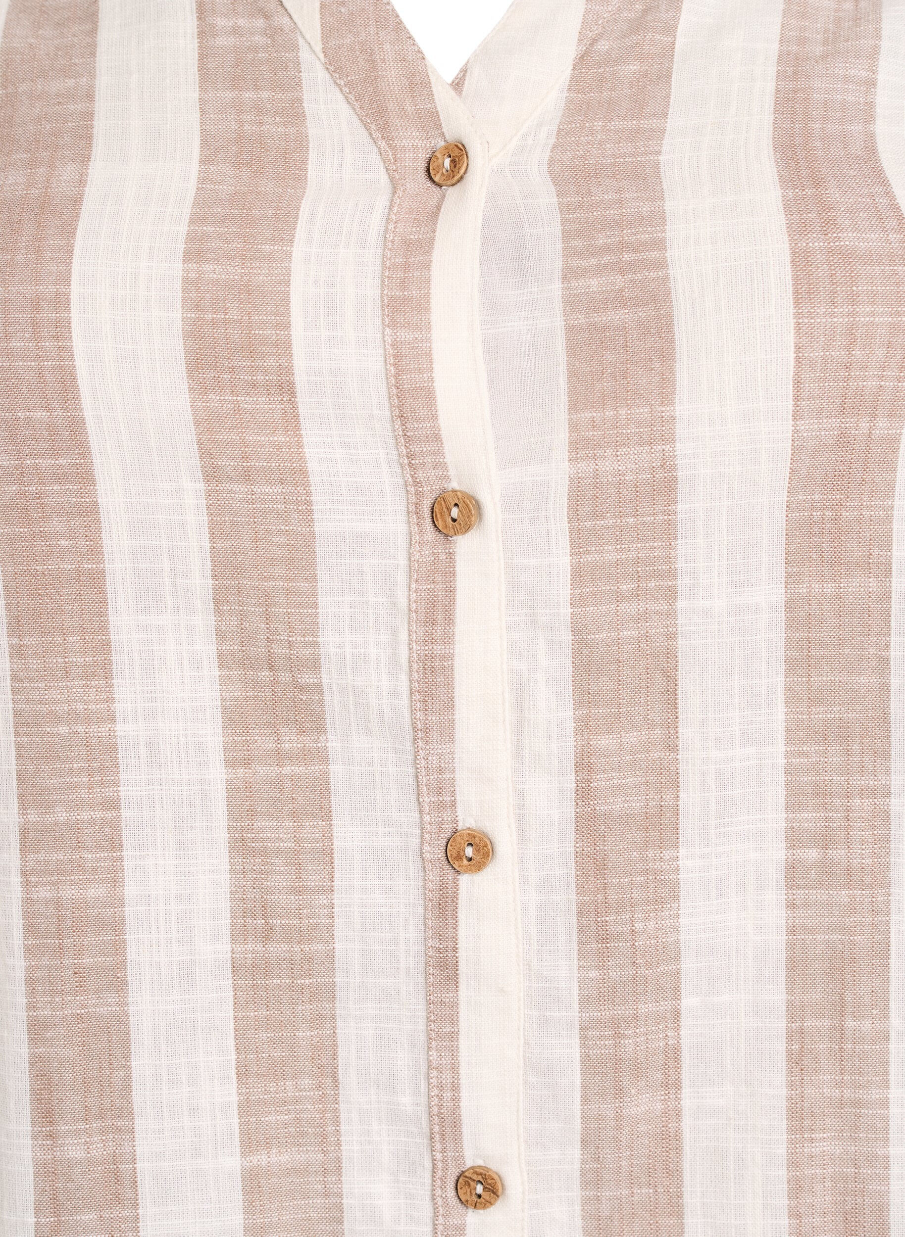 ZizziChemisier en coton avec col en V, Beige, Packshot image number 2