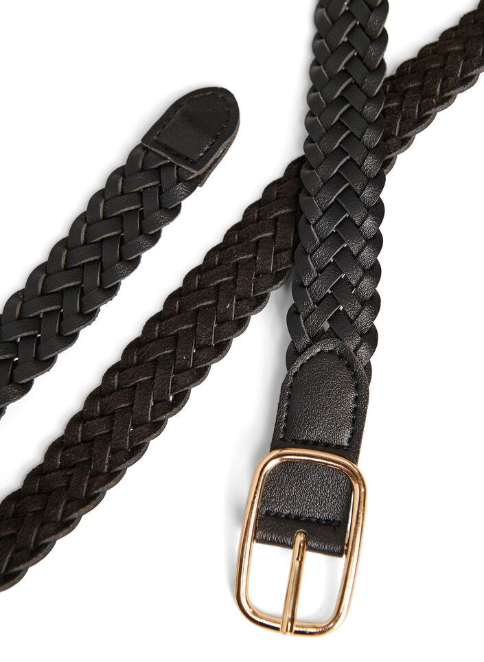 Ceinture tress&eacute;e en similicuir, Noir, Packshot image number 2