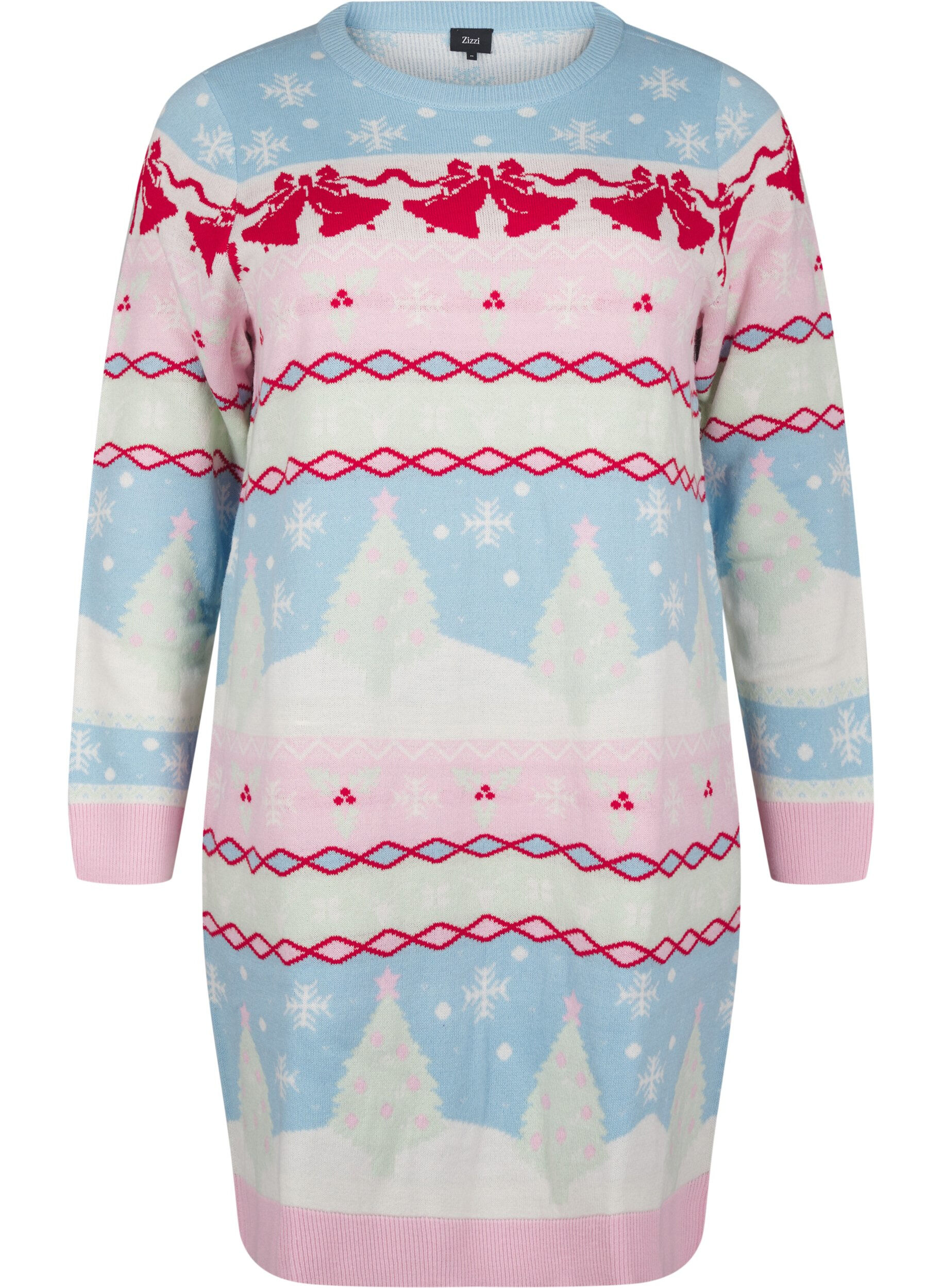 Zizzi Robes de No&euml;l en tricot, Cerulean Comb, Packshot image number 0