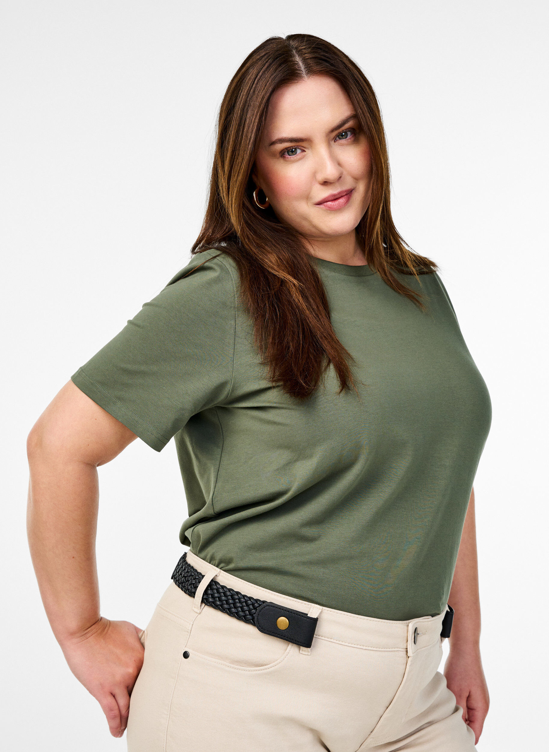 Zizzi Ceinture tress&eacute;e &eacute;lastique, Noir, Model image number 0