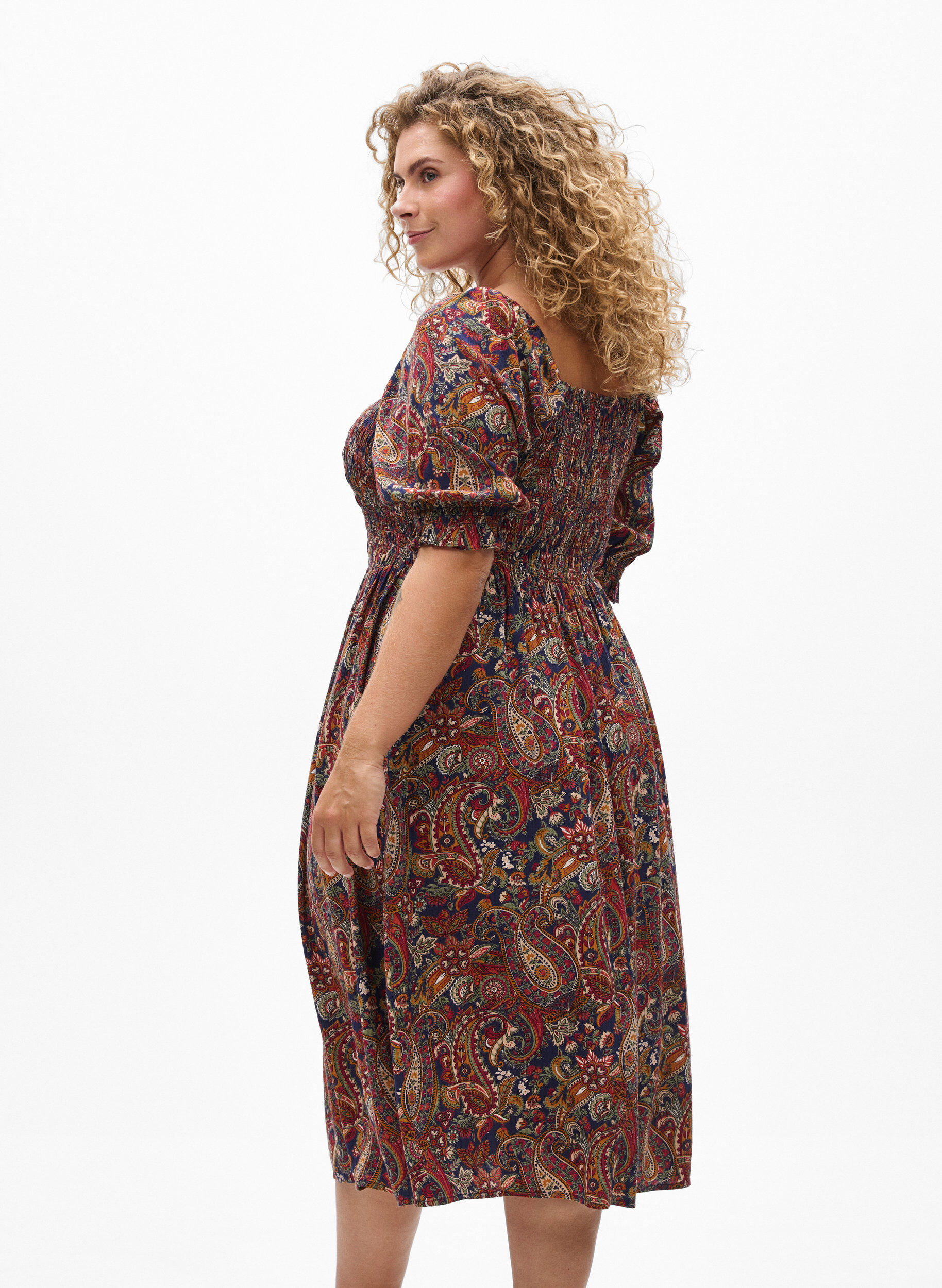 ZizziRobe d'&eacute;t&eacute; en viscose &agrave; imprim&eacute; paisley, Bleu, Model image number 2