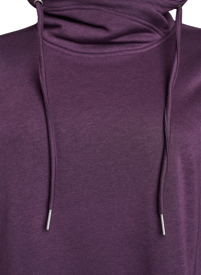 FLASH - Robe sweat-shirt courte à col montant et poches, Violet, Packshot image number 2
