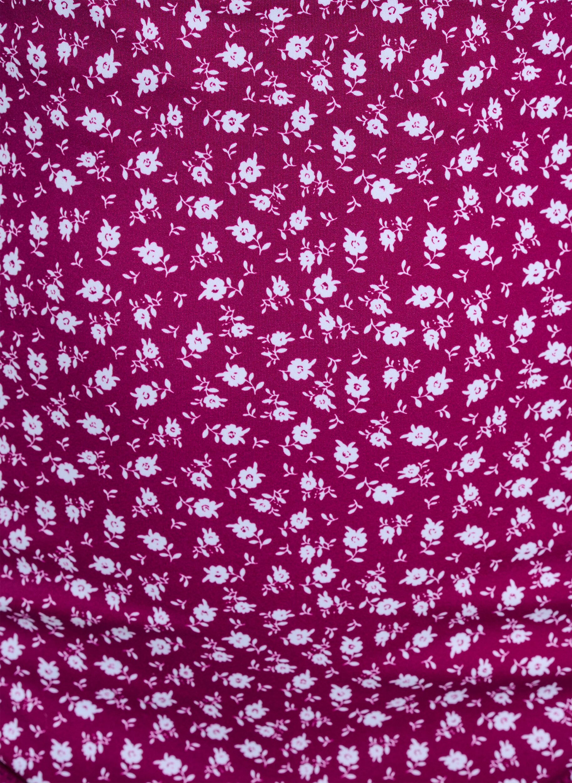 Zizzi Culotte de bikini taille tr&egrave;s haute &agrave; imprim&eacute; floral, Bordeaux, Packshot image number 2