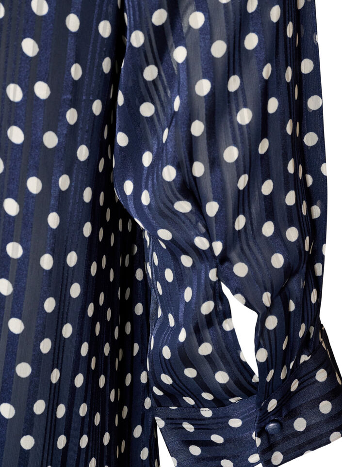 Chemise &agrave; motifs avec col montant et manches 3/4, Bleu, Packshot image number 3