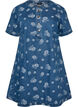 Robe en jean coupe &eacute;vas&eacute;e &agrave; motif floral, Bleu, Packshot image number 0