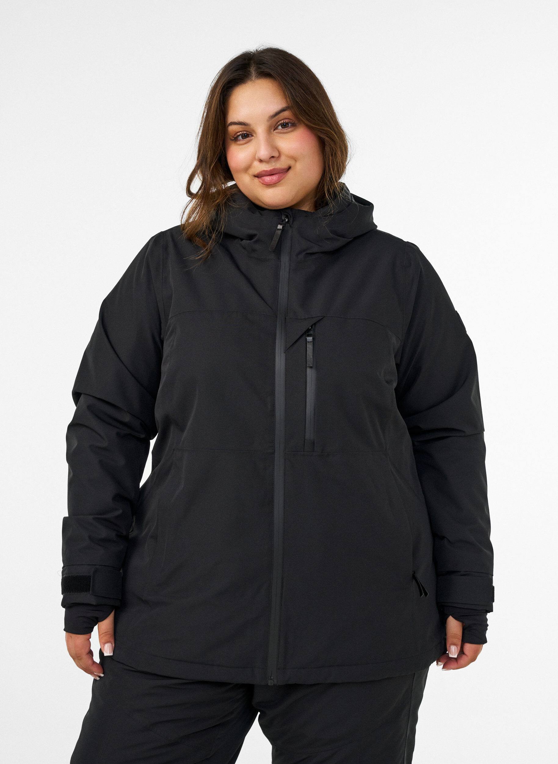 Veste de ski avec capuche et poches zipp&eacute;es, Noir, Model