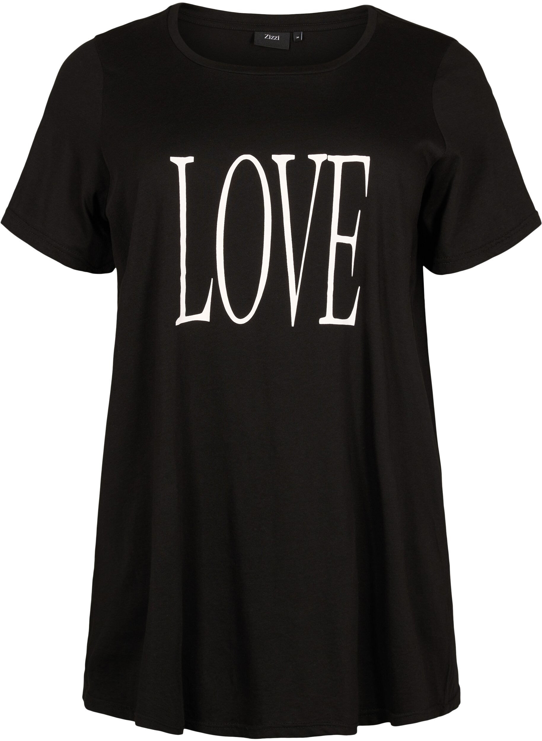 Zizzi T-shirt oversize avec imprim&eacute;, Black W. Love, Packshot image number 0